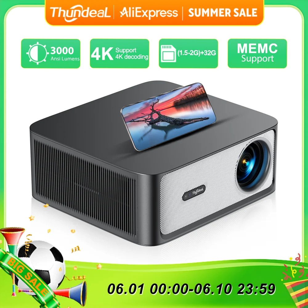 ThundeaL 3000Ansi 4K Full HD Projector TD98Pro 2G 32G Home Theater WiFi Android Portable Samrt TV Cinema TD98 Pro Beam Projector