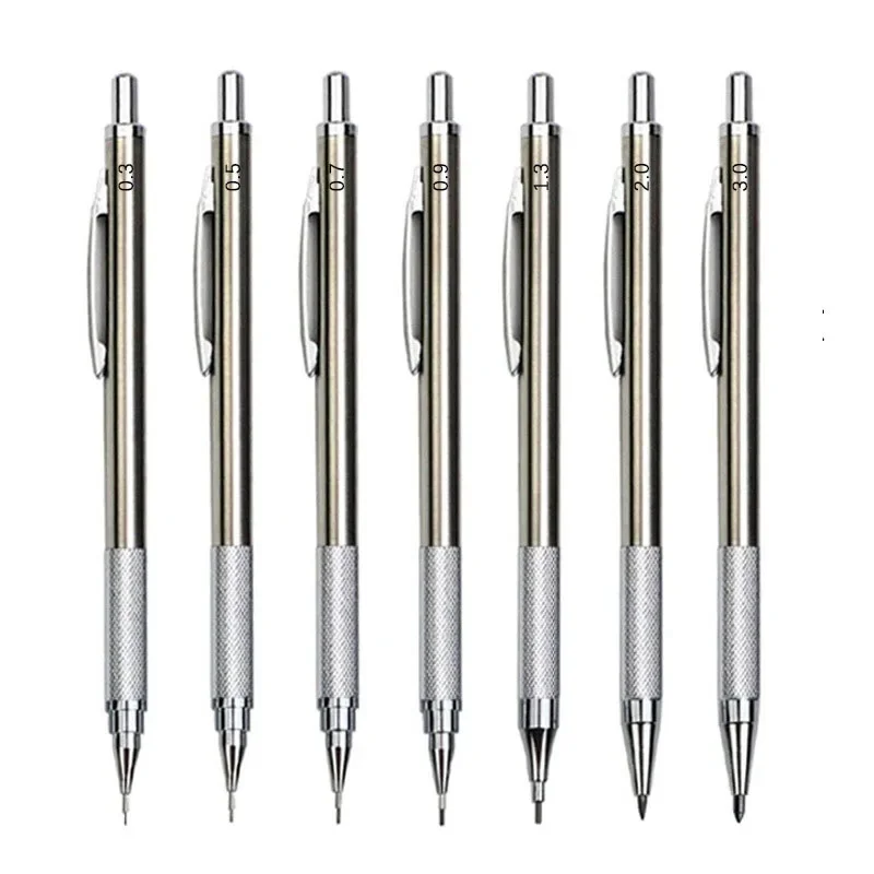 1PCS Metal Automatic Pencil 0.5/0.7/0.9/1.3/2.0/3.0mm Drawing Mechanical Pencil HB Resin Movable Pencil Lead Stationery