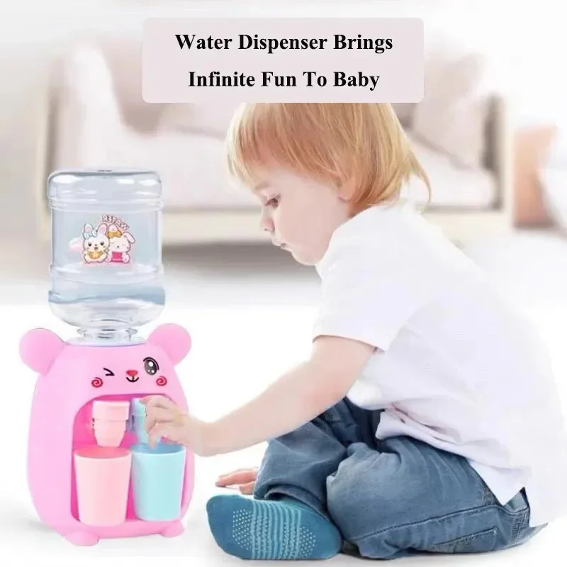 

Cartoon Kids Water Dispenser Toy with 2 Cup Mini Double Headed Water Dispenser Animal Kitchen Role Play Toy for Children