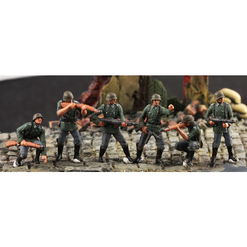 Figura DE ACCIÓN DE 6 piezas a escala 1:72, modelo de equipo de soldados de combate del ejército alemán, juguetes, accesorios de escena, Colección, regalos de exhibición