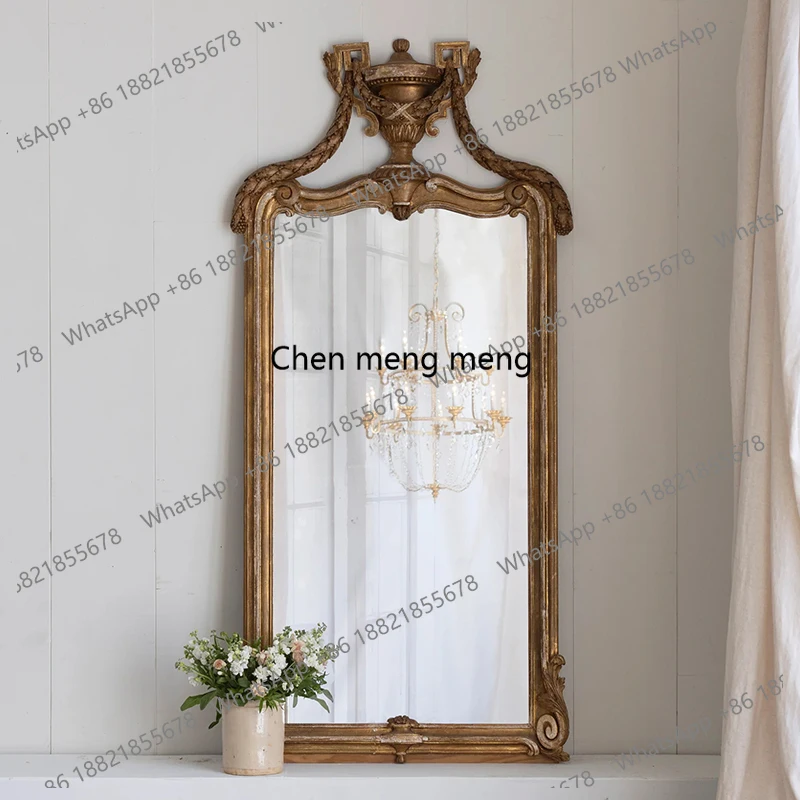 

American retro vanity mirror wabi-sabi wind home living room fireplace mirror wall-mounted decorative mirror