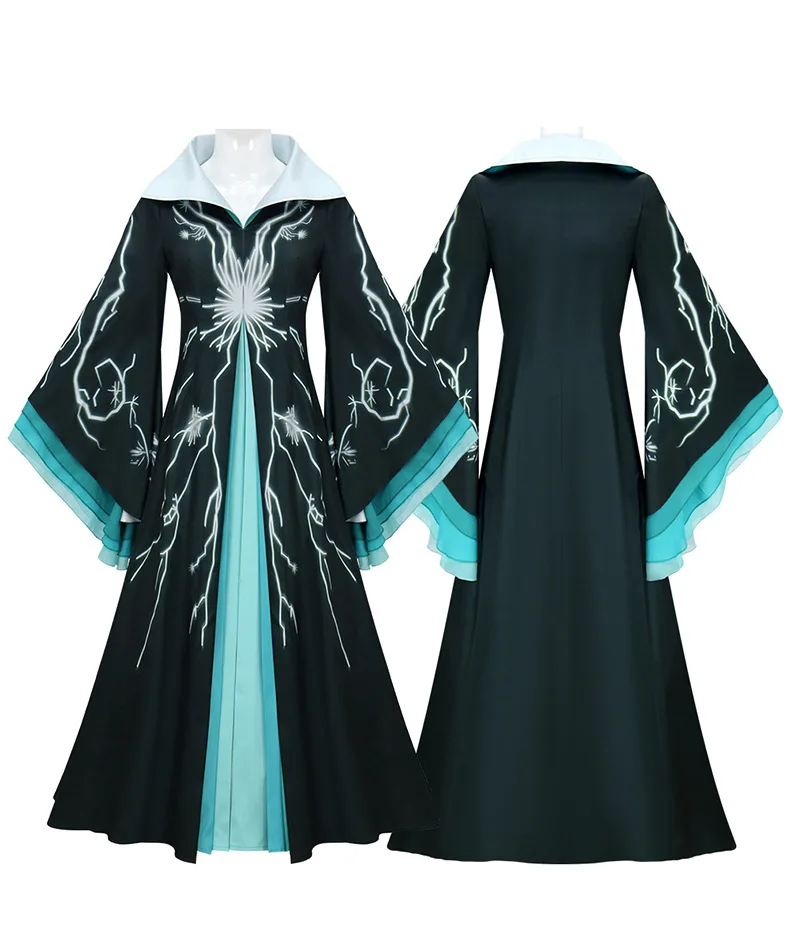 الساحرة الشريرة للبروفيسور الغربي للسحر ملكة جمال مود محافظ تأثيري معالج أوز هالوين زي فستان المرأة #6