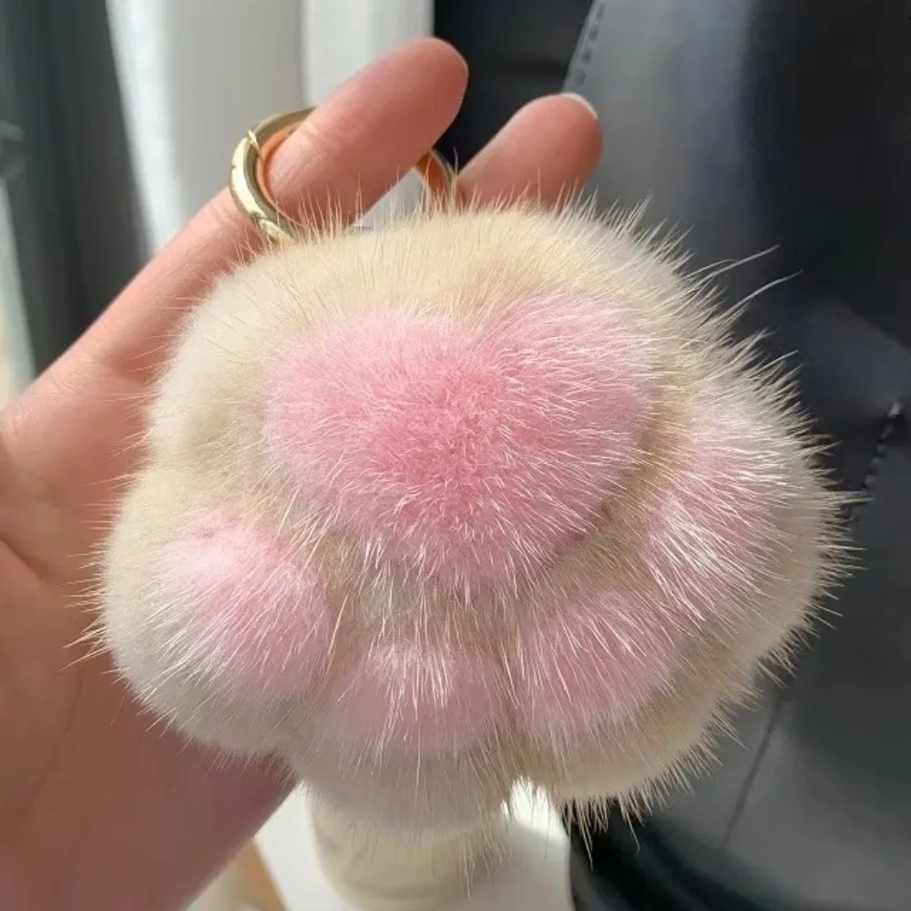 Kawaii Cute Doll Cat Paw Keychain Fluffy Soft Plush Toy Plush Car Key Ring Stuffed Animal Paw Faux Fur Keychain Valentine's Day