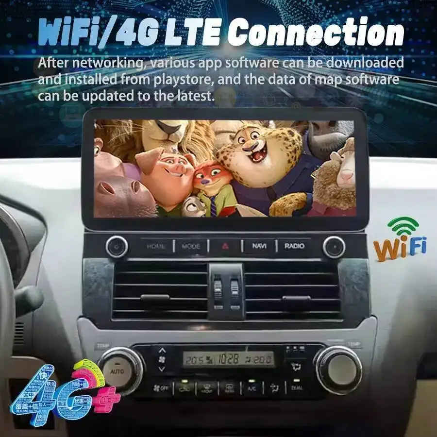 12.3inch Android 14 Screen Car Radio For Toyota Land Cruiser 150 Prado LC150 FJ150 2010 - 2017 Multimedia Video Player Carplay