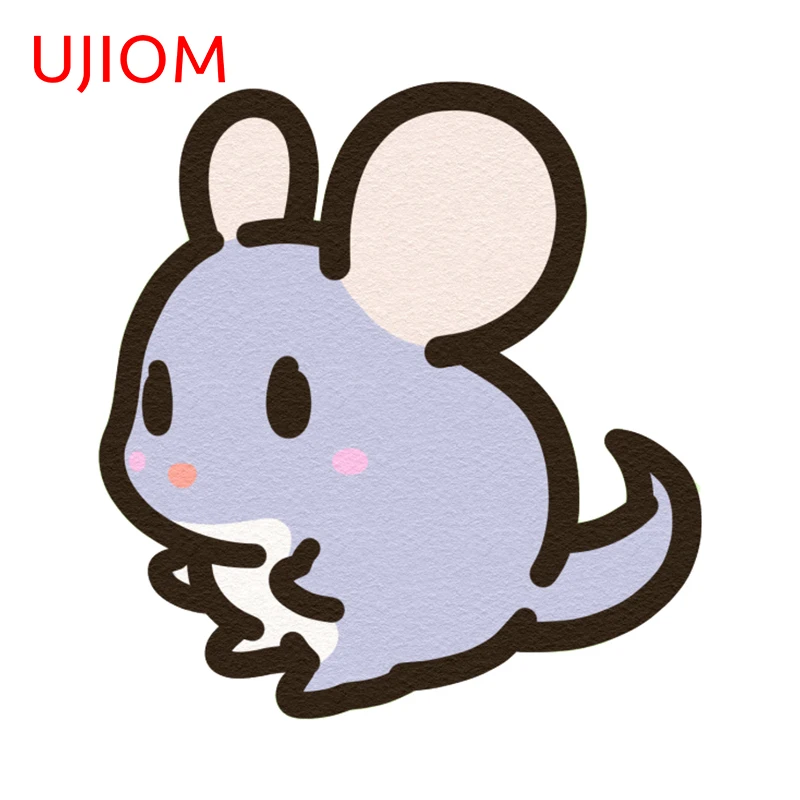 UJIOM 13cm X 12.3cm Chinchilla Lovely Little Mouse Wall Stickers Interesting Bathroom Bedroom Decal Funny 3D Sticker Laptop