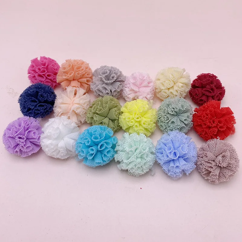 50pcs 25mm Colorful Elastic Pompom Mesh Ball for DIY Baby Headdress Bow Accessories Handmade Kids Clothes Hat Crafts Decor