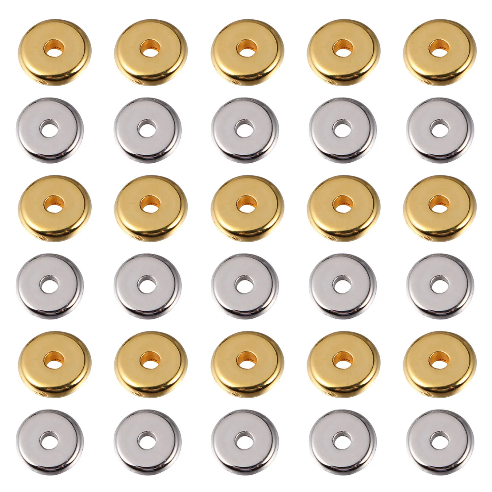

80Pcs Jewelry Spacer Beads Flat Round Stainless Steel Disc Small Loose Beads for Bracelets Necklaces DIY Craft Making