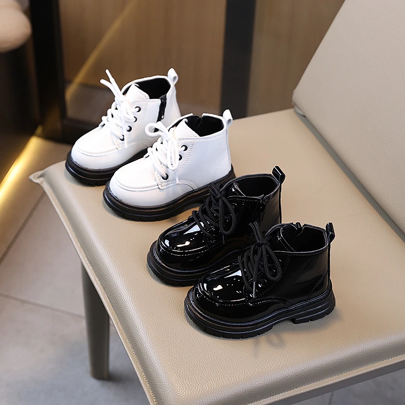 

Children's Fashion Leather Boots Girls' Multifunctional Casual Ankles Black Beige Anti Slip Kids Shoes for Girl Botas Para Niñas