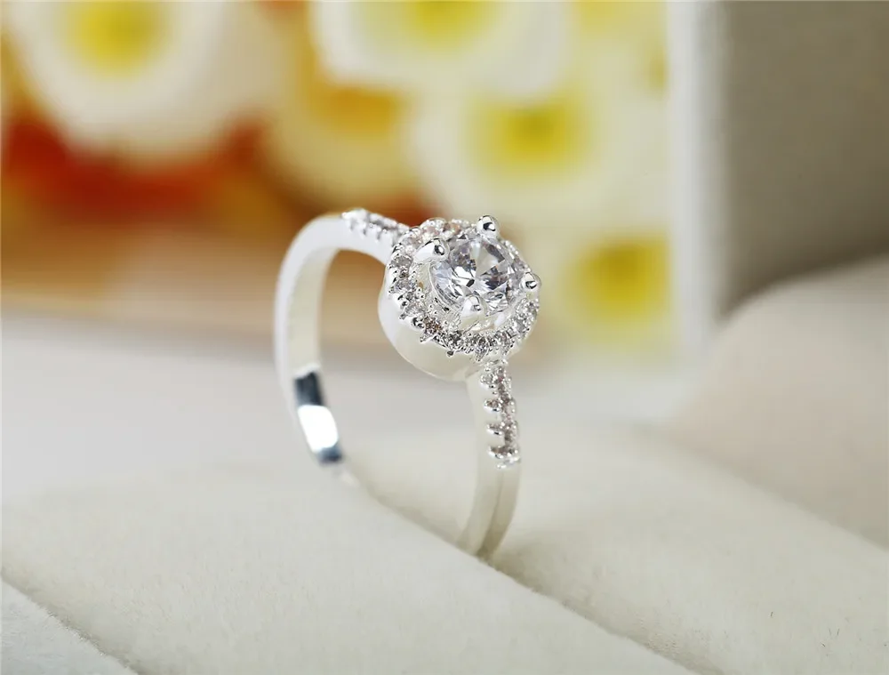 

Charm 925 Sterling Silver Open Rings For Women Crystal Adjustable Size Fashion Party Gift Engagement Wedding Jewelry