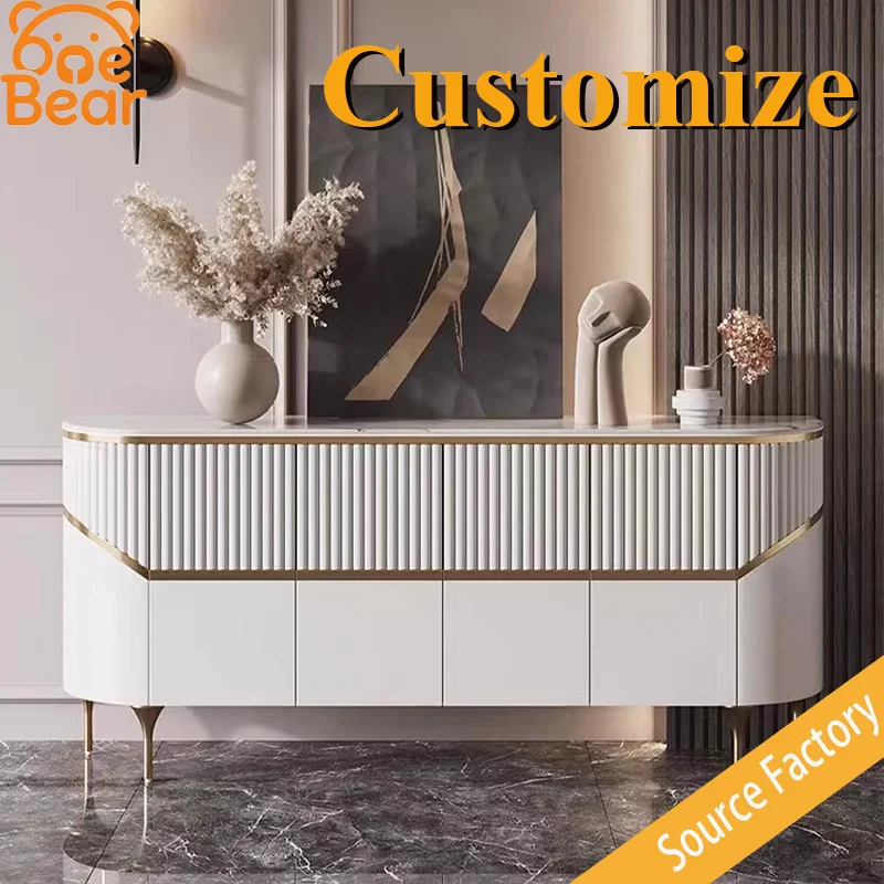 

Customizable luxury foyer storage unit with a minimalist gold design, perfect for villa living room spaces.