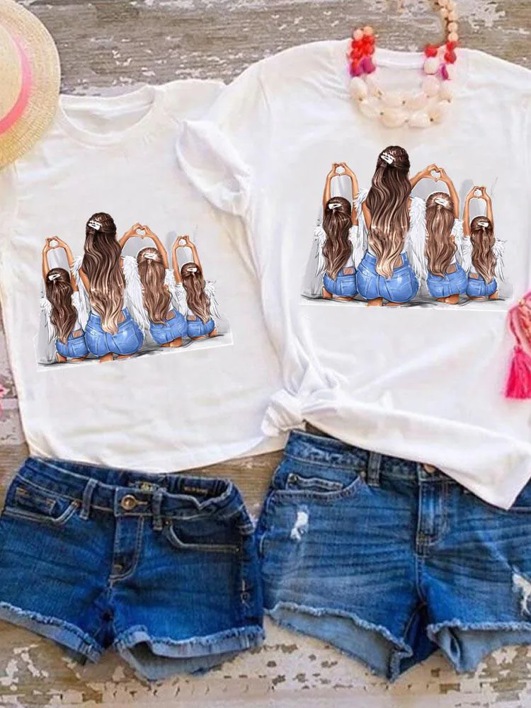 Family Matching Outfits Sweet Love 90s Cute Tee Graphic T-shirt Women Girls Boys Kid Child Summer Mom Mama Clothes Clothing