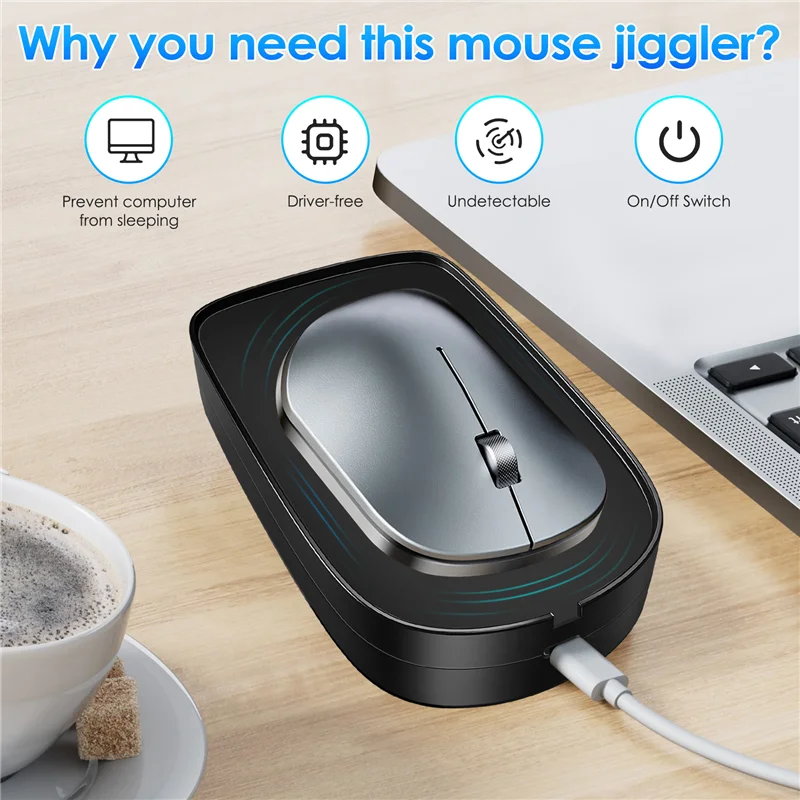 AC56-Jiggler USB Mouse Mover Mouse With ON/OFF Switch For Computer Awakening, Keeps PC Active