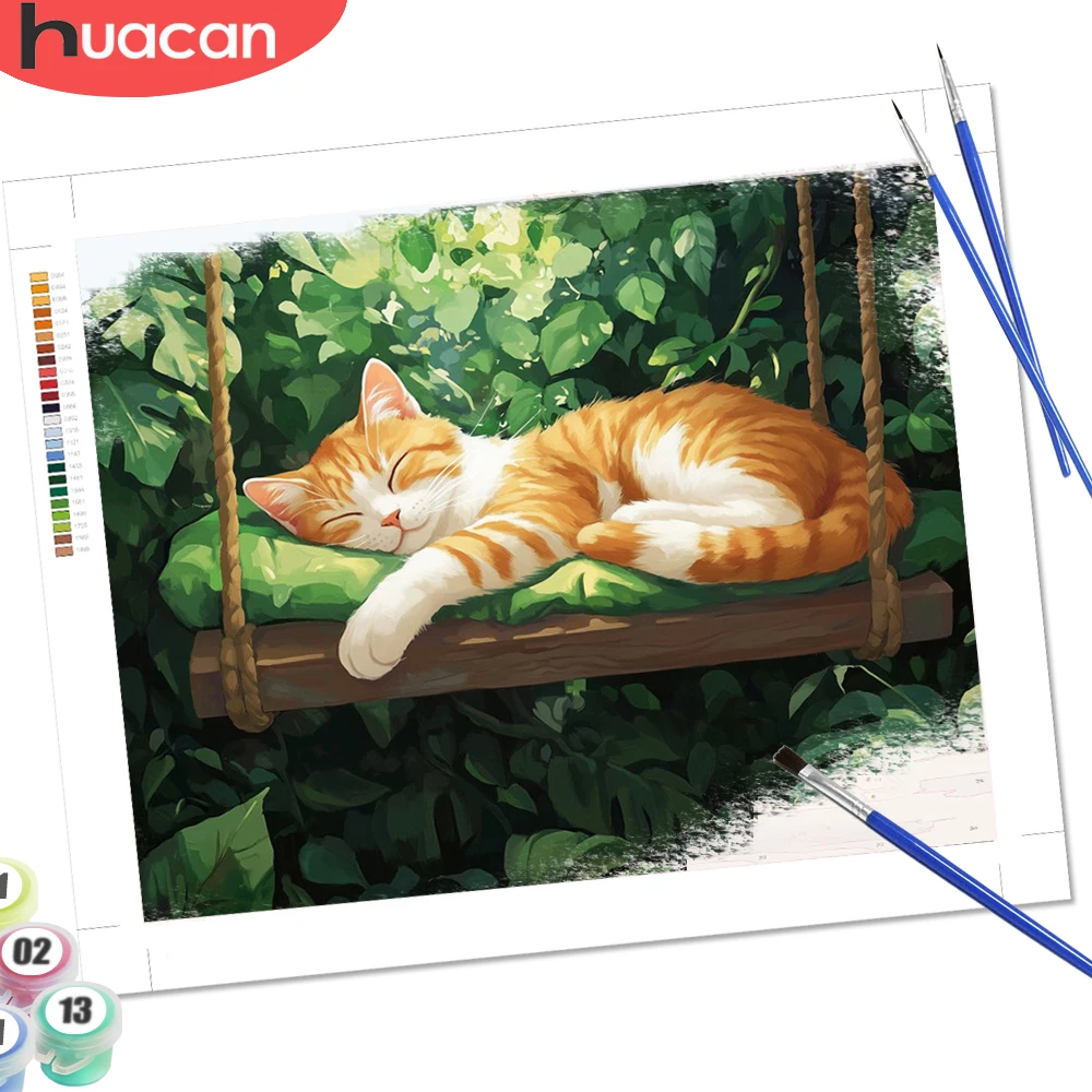 

HUACAN Diy картина по номерам кошка животное хобби креативные картины по номерам рождественские наборы рисунок холст настенное искусство