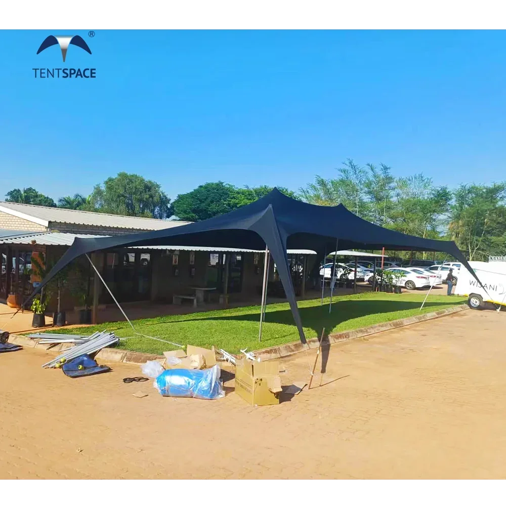 Factory low price pole supporting stretched tent white beach marquee elegant garden sun shade spider tent outdoor event canopy