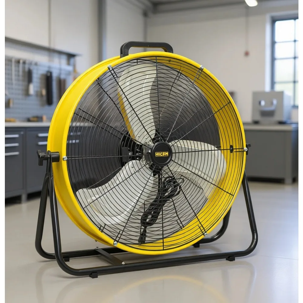 

Портативный высокоскоростной барабанный вентилятор 8200 CFM, 24 дюйма, двигатель 1/3 л.с., 3 скорости, низкий уровень шума, кабель 9 футов, сертифицирован UL