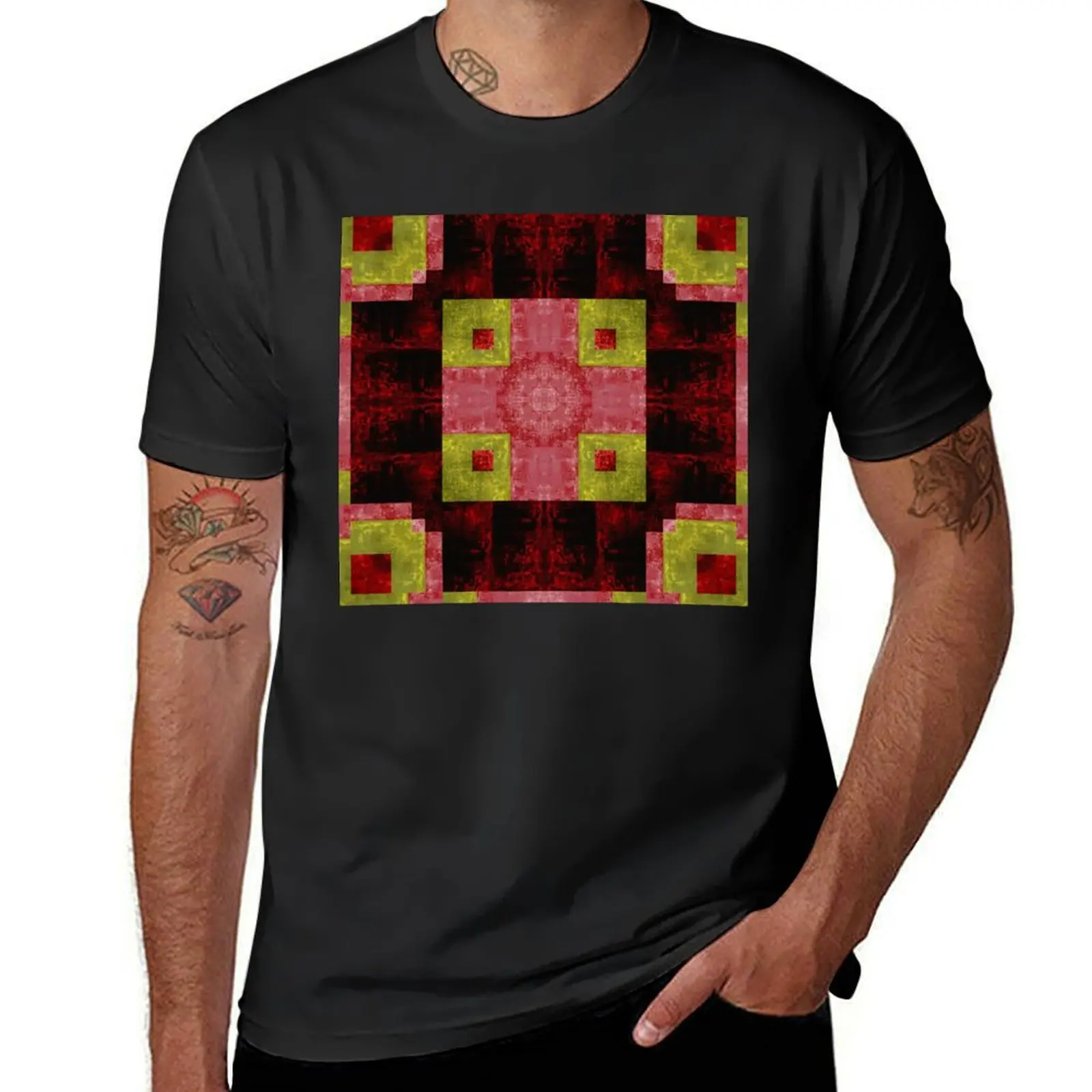 bright royal velvet textured ornamental geometric pattern T-Shirt plain funnys plain black t shirts men