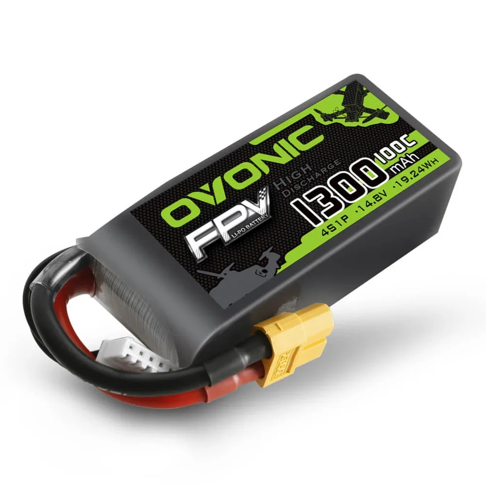 Paquete de baterías Ovonic 4S LiPo 1300mAh 100C 14.8V con enchufe XT60 para dron de carreras FPV Protek 35
