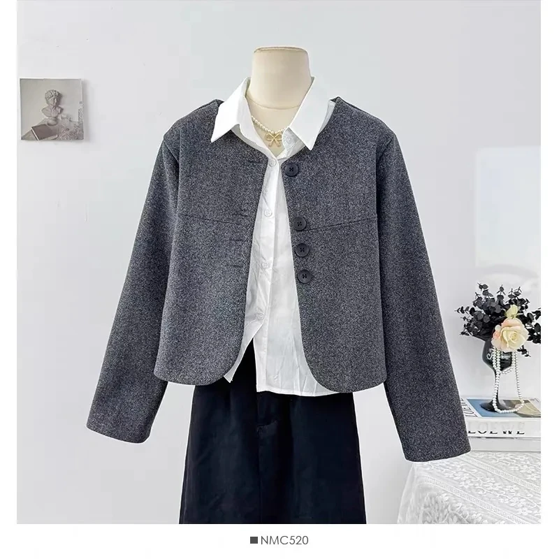 

2025 New Autumn Winter Woole Coat Beautiful Woolen Blended Coat Women Small Fragrant Style Short Coat Top