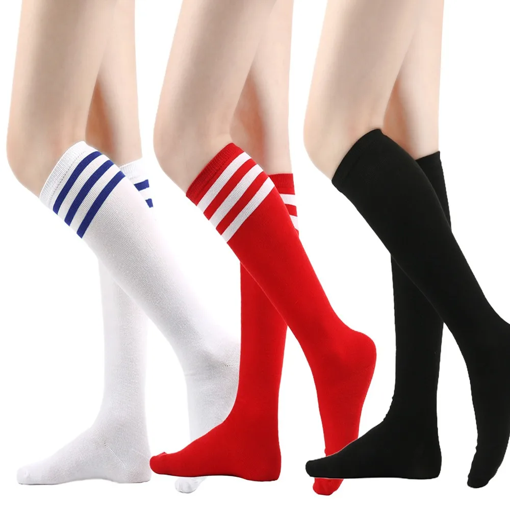 Unisex Compression Socks Football Socks Non-slip knee-high socks Striped calf socks Running Sports Triple Stripe Long Socks