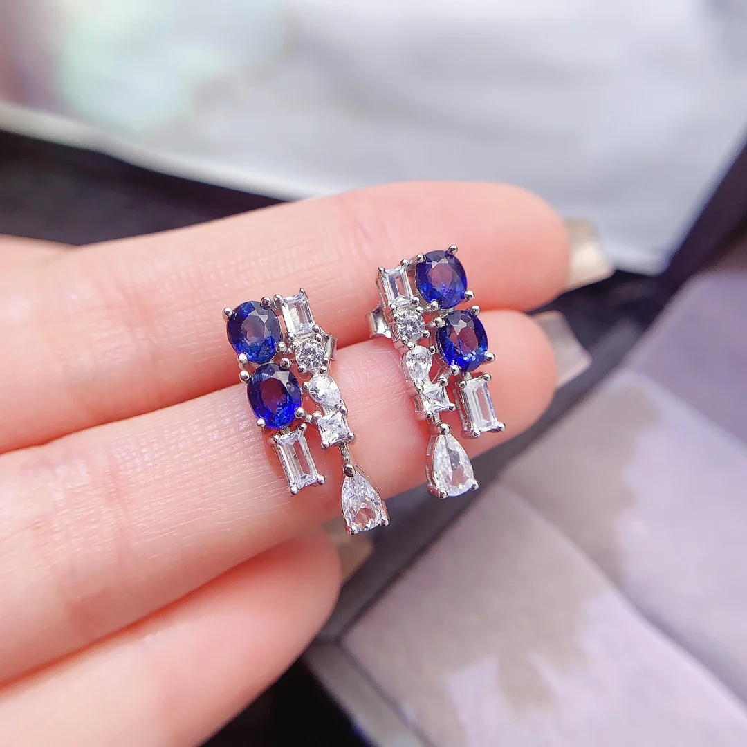 Wholesale Classic Style Gold-Plated Natural Sapphire Earrings for Wedding Party Gift CMA