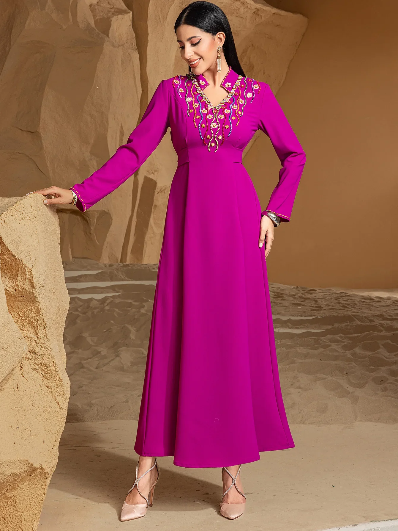 Ramadan Diamonds Abaya Dubai Luxury Muslim Long Prayer Clothes African Dresses for Women Robe Femme Musulmane Kaftan Vestidos