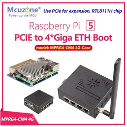 MPRG4, ahududu Pi 5 PCIE ila 4xGiga Ethernet önyükleme, sürücü ücretsiz RPi OS ve RPi ile