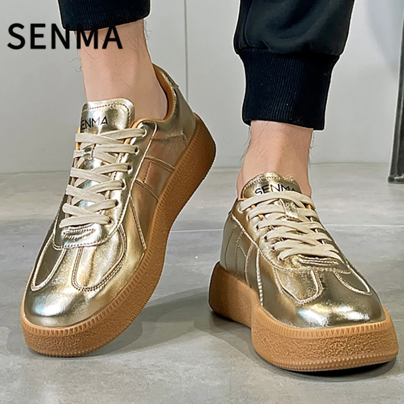 SENMA Men's and Women's Casual Sneakers Breathable Non-Slip Tennis Walking Shoes Leather Suede Flats Shoes Women Sports Shoes