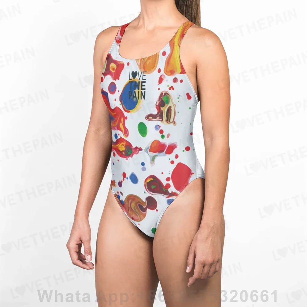 

Love The Pain One Piece Swimsuit Boyleg Bathing Swimwear Women Colorwork Monokini Summer Beachwear Bodysuit Bathing Suit