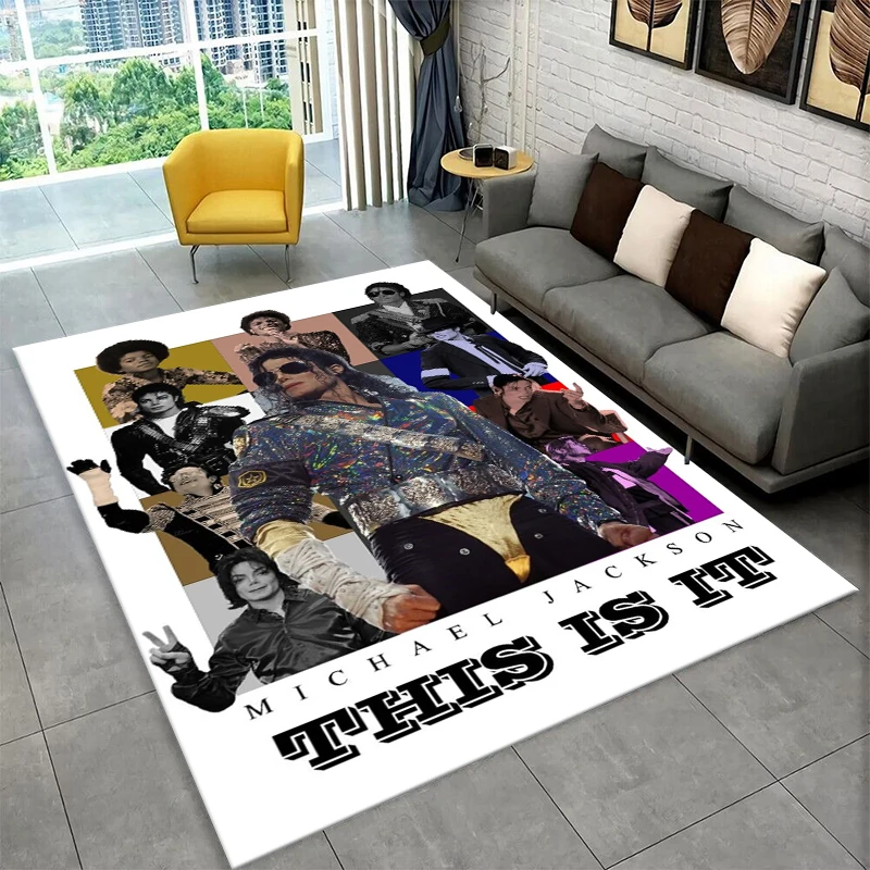 King of Pop Star MJ Michael Jackson Carpet Rug for Bedroom Living Room Sofa Doormat Home Decor,Kid Game Area Rug Non-slip gift
