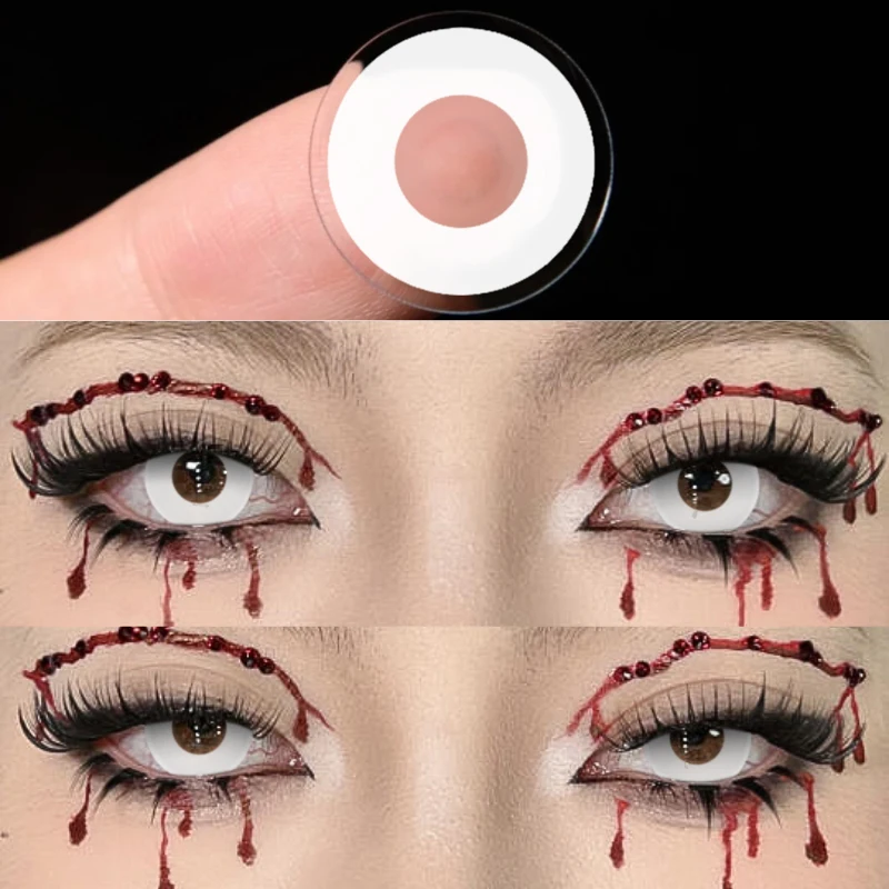 UYAAI Cosplay Kontaktlinsen Sharingan Cosmetics Rote Kontaktlinsen Halloween Große Augen Weiße Linsen Cosplay Schwarze Linsen 15,0 mm