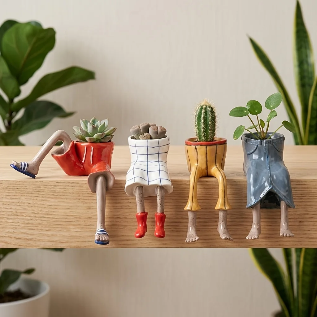 1pc Creative Vase in The Shape of Trousers, Desktop Balcony Decorative Bottle, Suitable for Home And Outdoor Micro Plant Potted