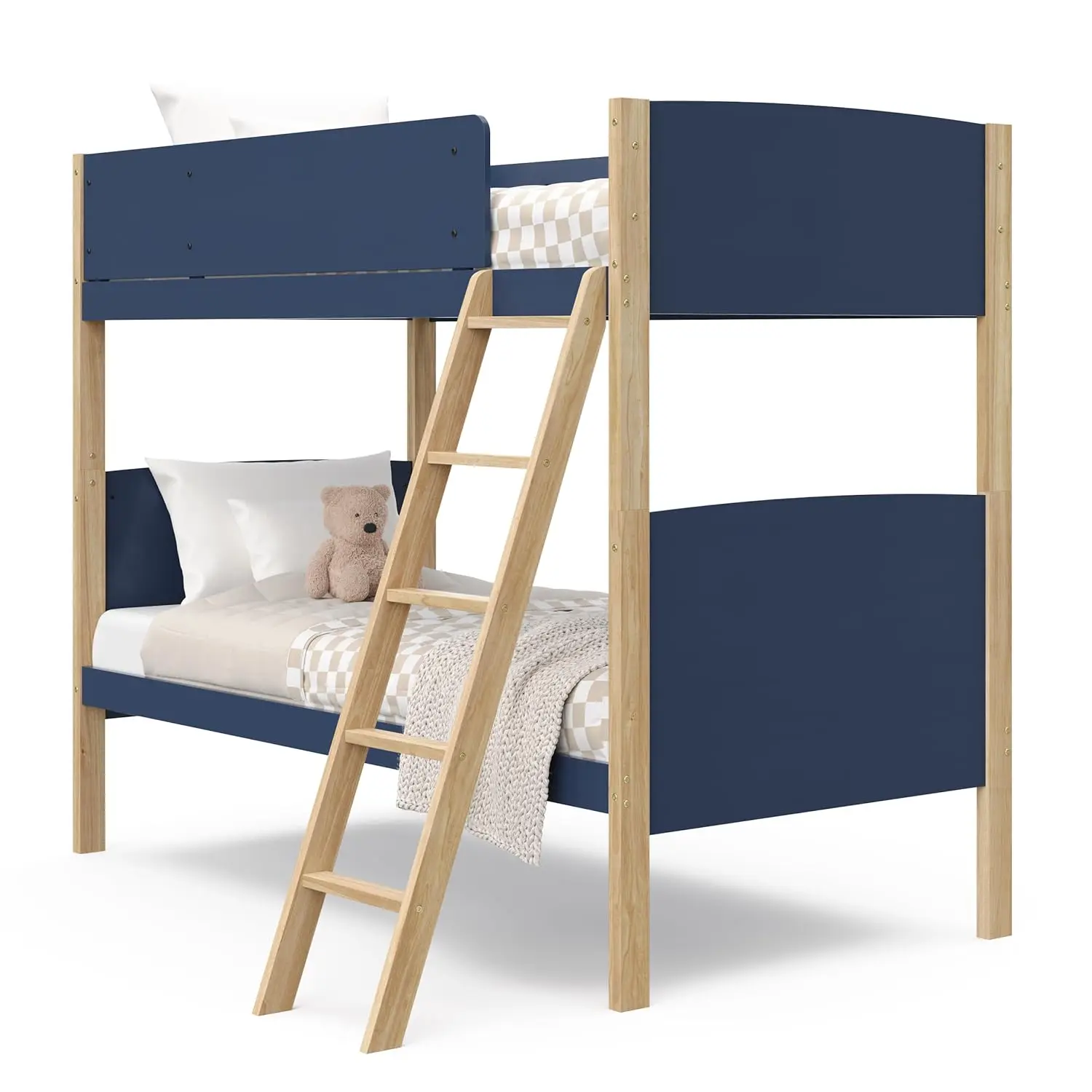 Storkcraft Next Delray Twin-Over-Twin Convertible Bunk Bed (Midnight Blue With Natural) – Modern, Stylish, 2-Tone Bunk Bed For