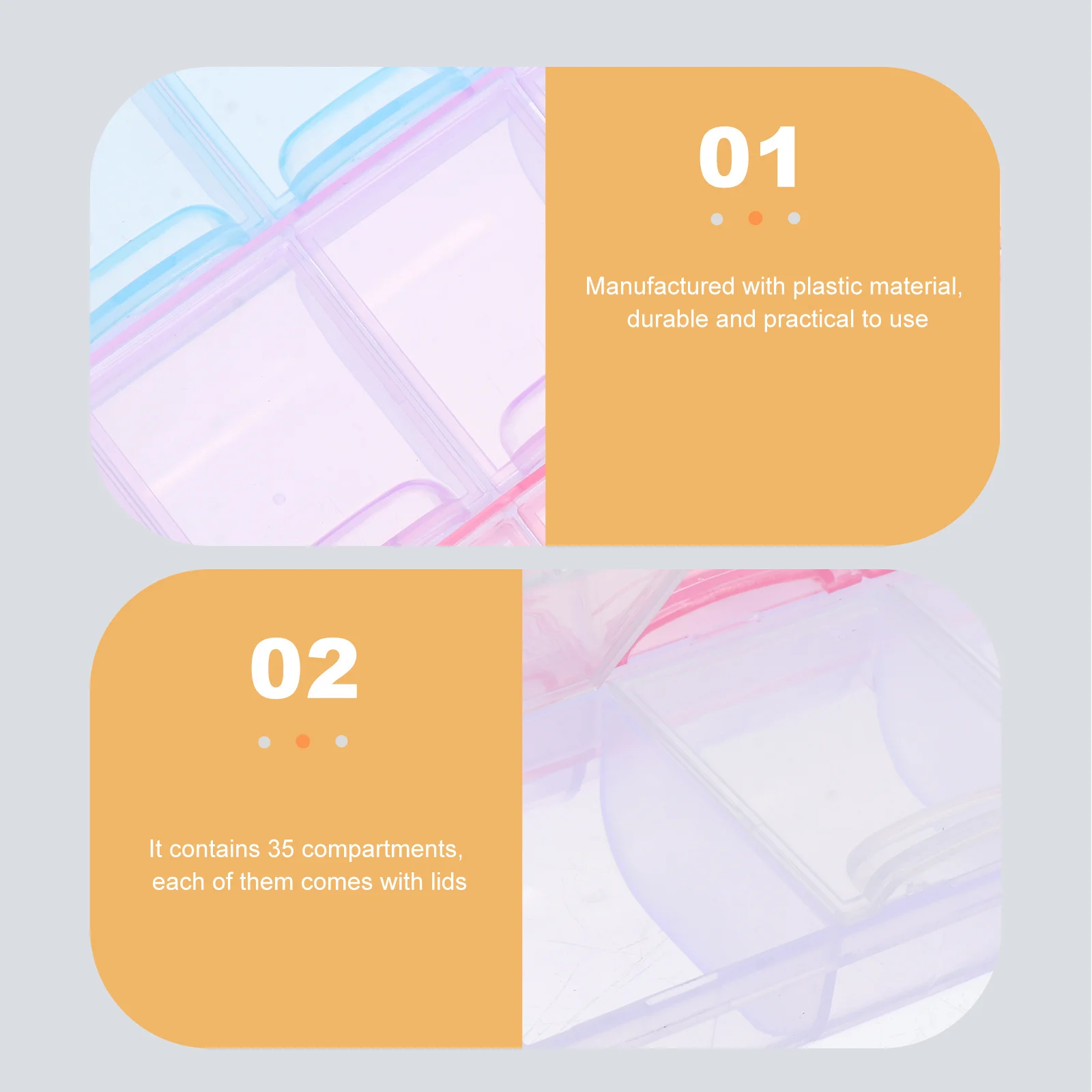 

1Pcs Storage Box 35 Compartments Diamond Beads Organizer Smooth Plastic Material for Jewelry Nail Art Rhinestones Glitter Powder