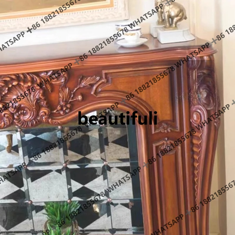 خزانة على الطراز الأوروبي على الطراز الأمريكي منحوتة لغرفة المعيشة ورف حائط وخلفية مدخل وخزانة أرضية