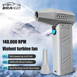 2024 Mini Turbo Jet Fan 140000RPM Brushless Motor Adjustable wind speed Handheld Duct Fan 52M/S Turbo Fan with Power Display