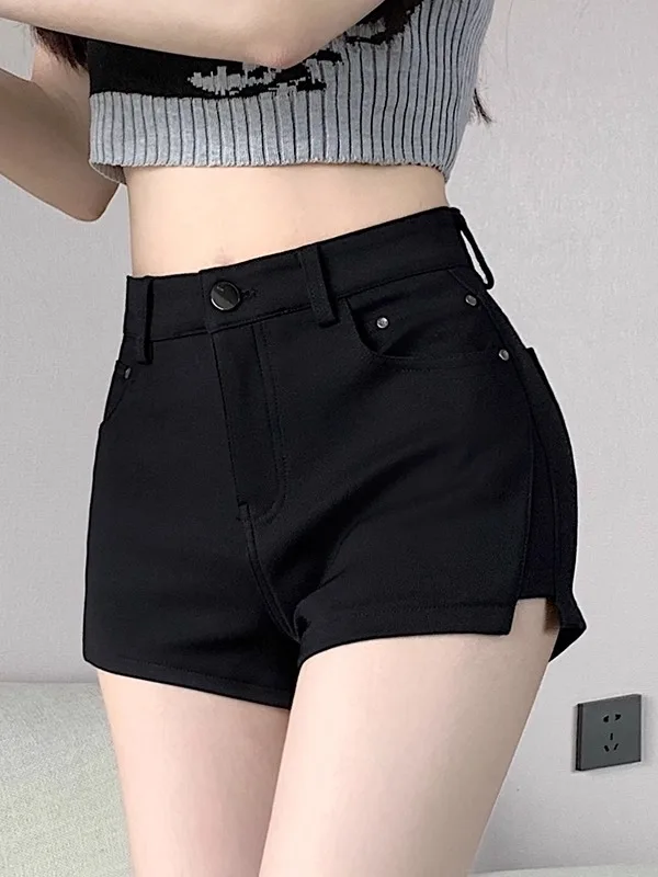 

Женские укороченные брюки Bla Suit с высокой талией, утягивающие, с разрезами, длиной три четверти, облегающие, эластичные, суперкороткие, повседневные, модные шорты