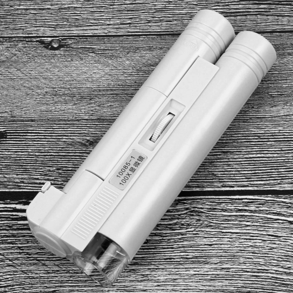 يده عدسة مكبرة صغيرة 100X مجهر الجيب LED ضوء المصباح مجوهرات العدسة المكبر لقياس فحص دقيق