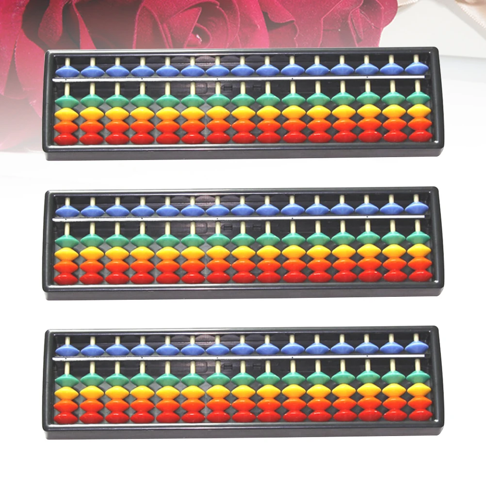 Boulier coloré à 15 chiffres, outil arithmétique en plastique pour enfants, développement du cerveau, apprentissage, dispositif de calcul Portable, 3 pièces