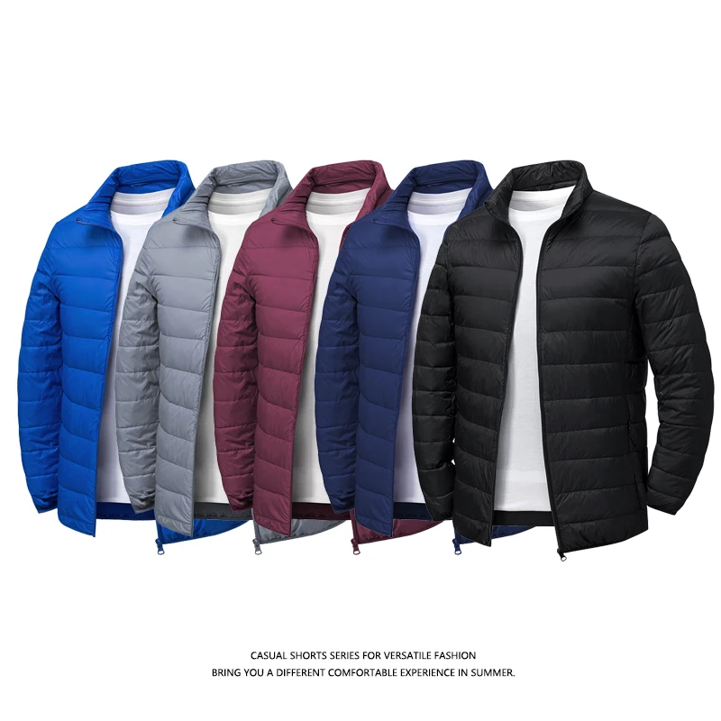 

White Duck Down Jacket Autumn Winter High-end Brand Short Warm Parkas Casual Slim Stand Collar Mens Light Thin Down Jacket