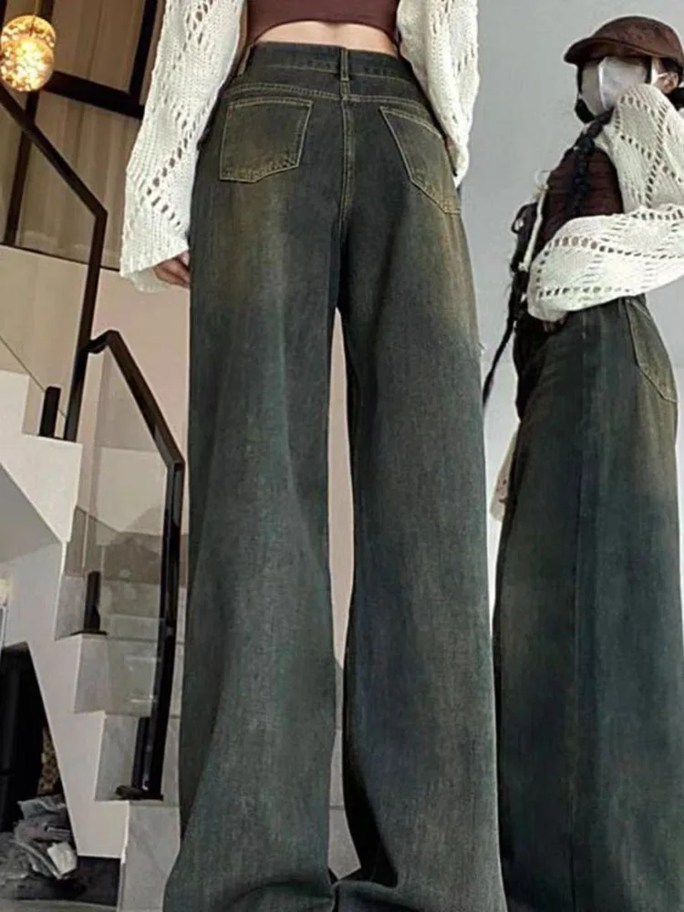 Wide Leg High Waist Straight Baggy Jeans Vintage Streetwear Loose Korean Fashion Denim Pants Women's Casual Cowboy Pantalones