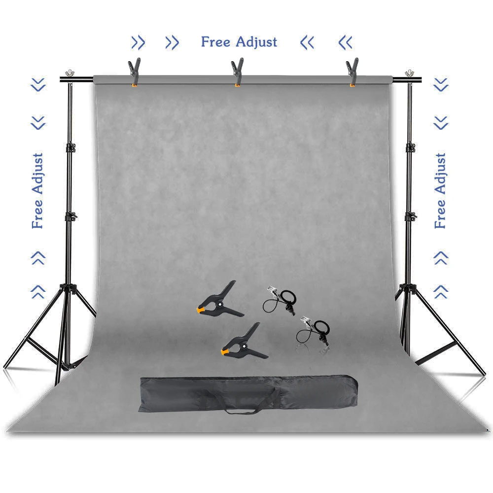 Photo Background Frame Support System Kit With 2X3M Black White Green Cloth Telescopic Stand For Green Screen Chromakey Backdrop