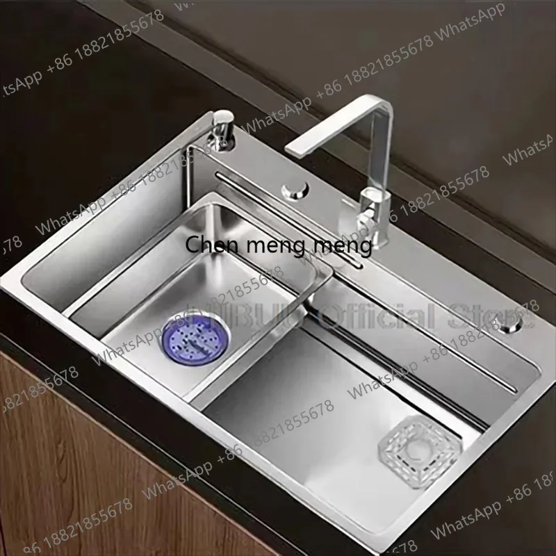 

Многофункциональная кухонная мойка из нержавеющей стали 304, большая емкость, одинарная чаша, рабочая станция для овощей: мытье/резка/отжим в одном, полный комплект