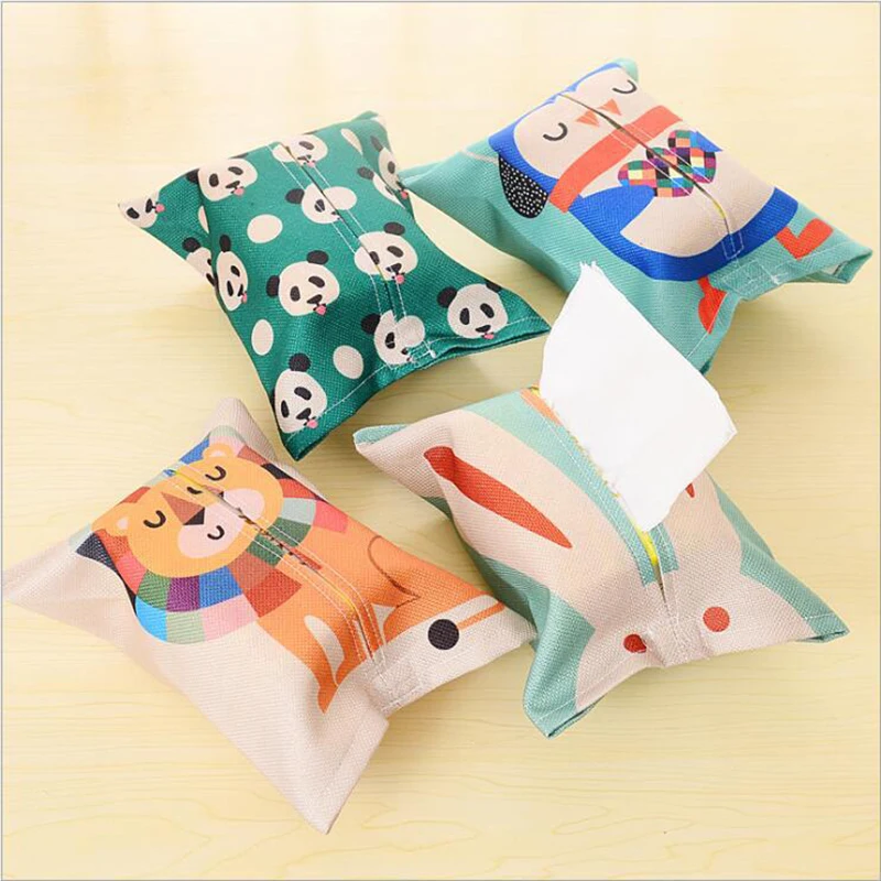 

Cartoon Tissue Box Cover Fabric Handkerchief Napkin Holder Cover Cute Rabbit Bear Animal Printing Tissue Case Seat Type