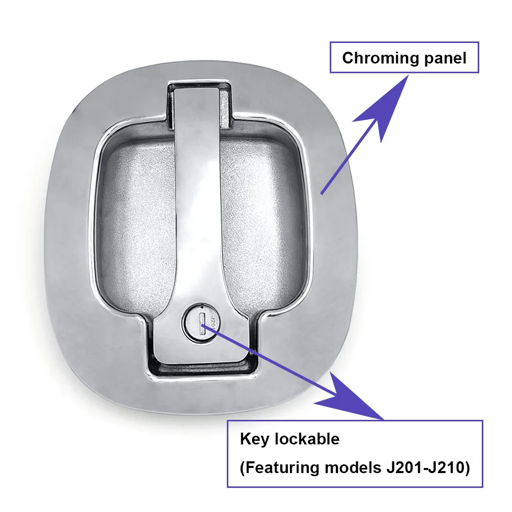 Zinc Alloy Shaped Handle Latch with Keys Chromed Pulling Folding Lock Car Truck Trailer Door Latches