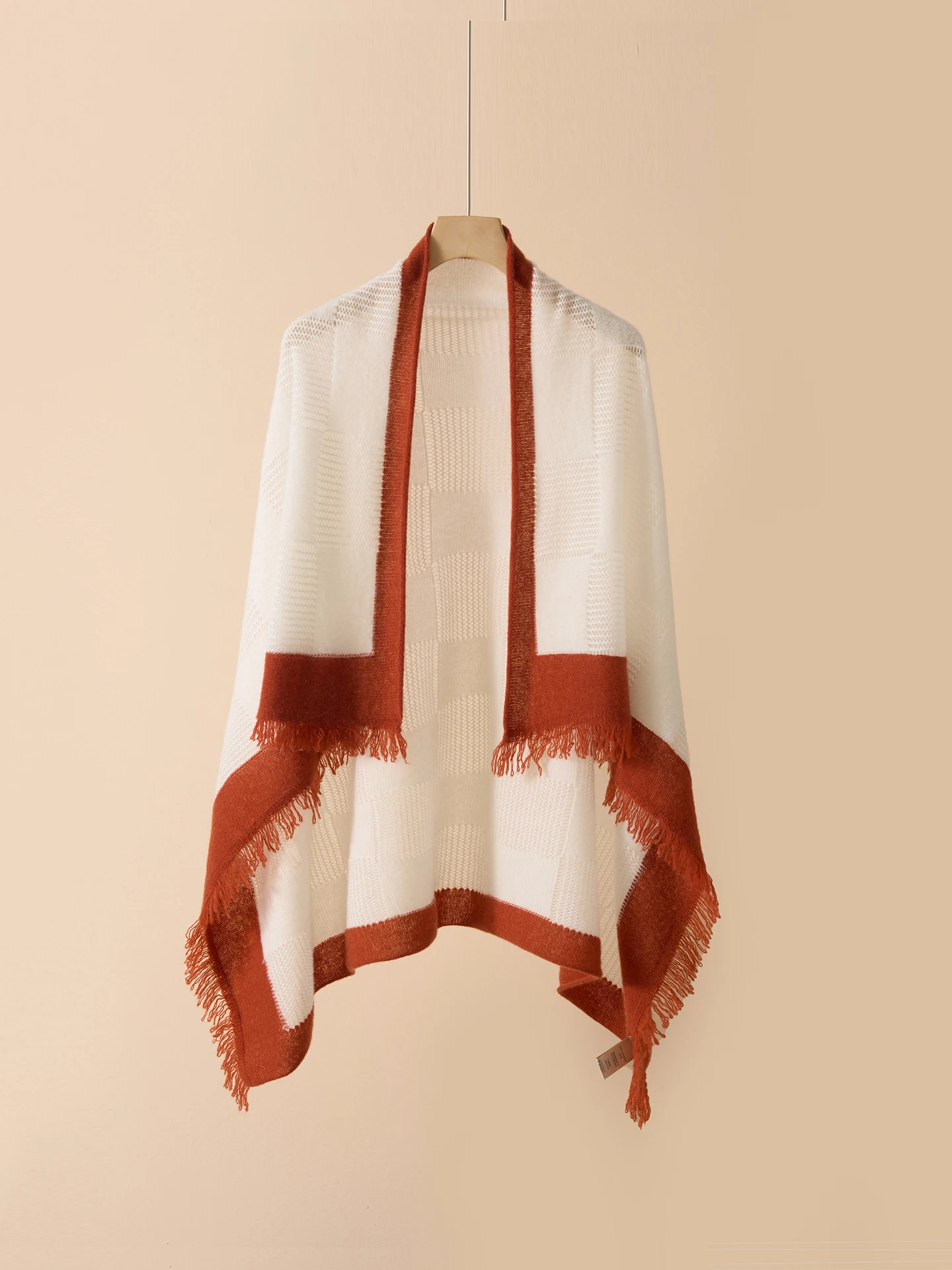 Light Luxury Spring Autumn Winter Women Shawl Elegant Female 100% Cashmere Knitwear Tassel Lady Clothing Tops Hollow Out Scarf