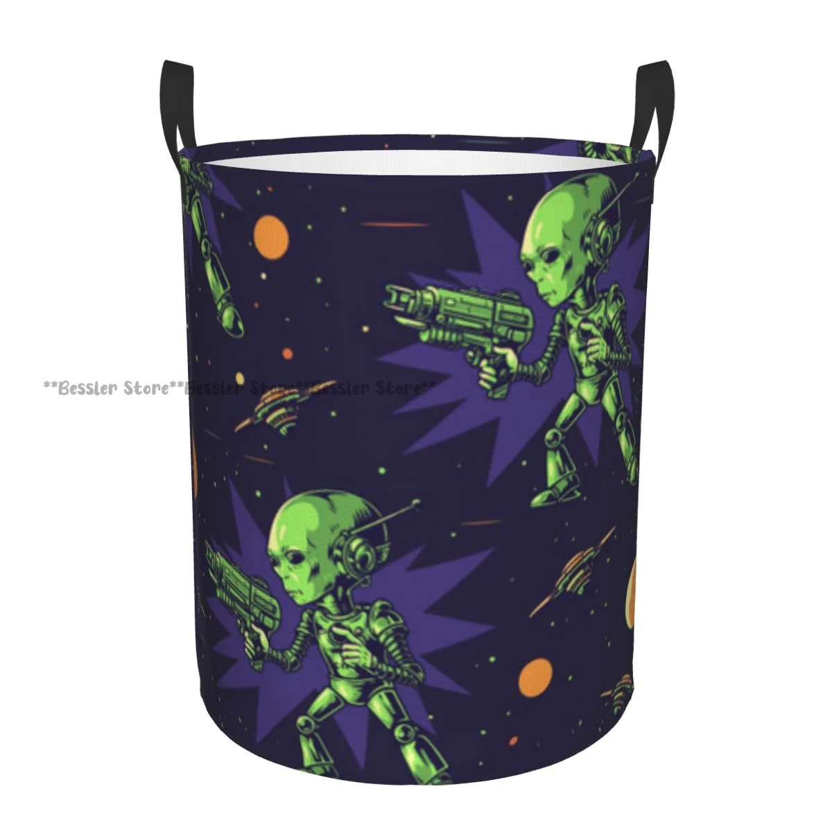 Soldier Martian Pattern Waterproof Storage Bag Household Dirty Laundry Basket Folding Bucket Clothes Organizer