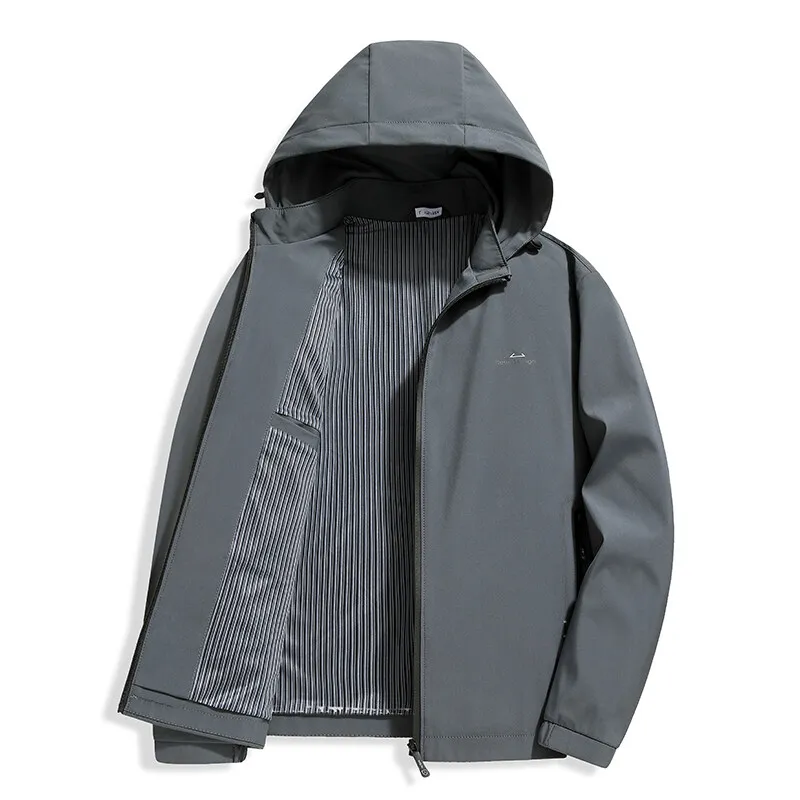

Мужская деловая повседневная куртка со съемным капюшоном, однотонная, удобная и многофункциональная, подходит для весны и осени