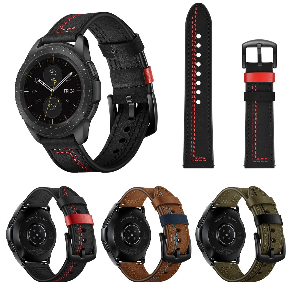 22mm 20mm Original Leather strap For Samsung Galaxy watch 3 Gear S3 Huawei watch GT High-end strap accessories for Amazfit GTR