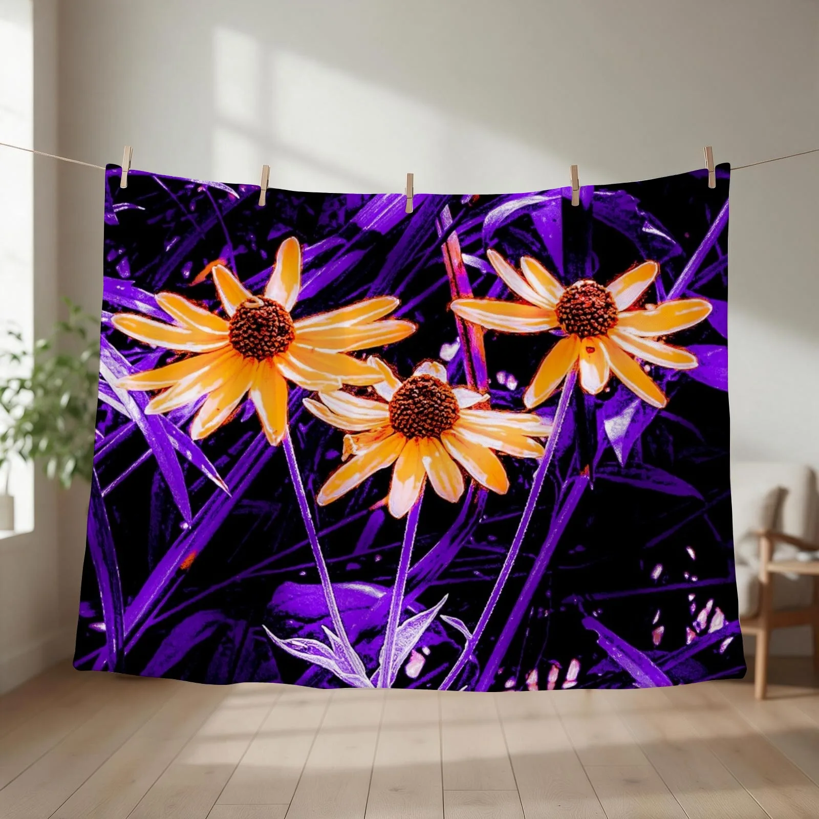 Purple Sunshine Throw Blanket couch cozy soft plush fuzzy picnic outdoor blanket