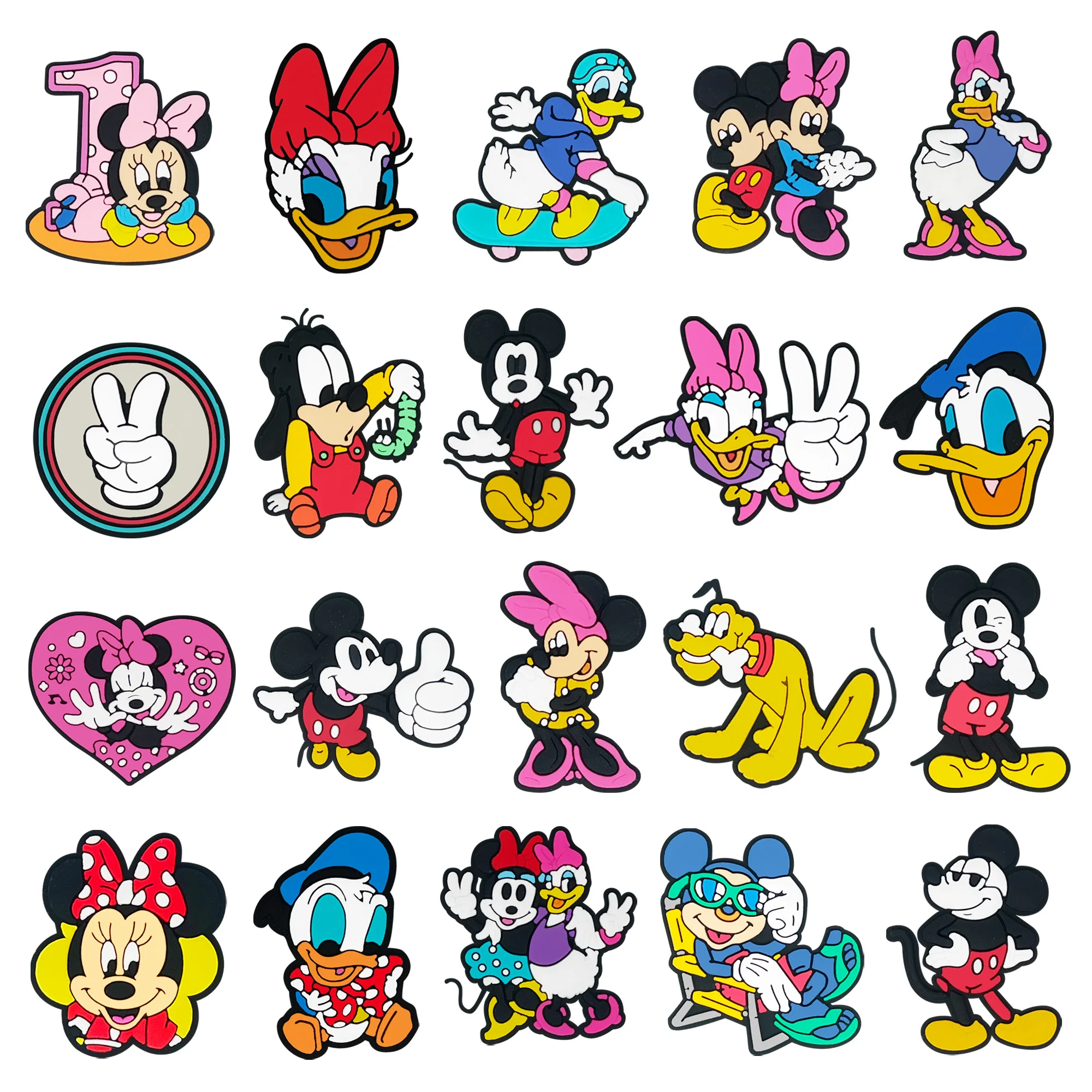 1-20pcs Disney Mickey Shoe Charms for Clogs Sandals Decoration Garden Shoe Accessories Friends Gifts Charms